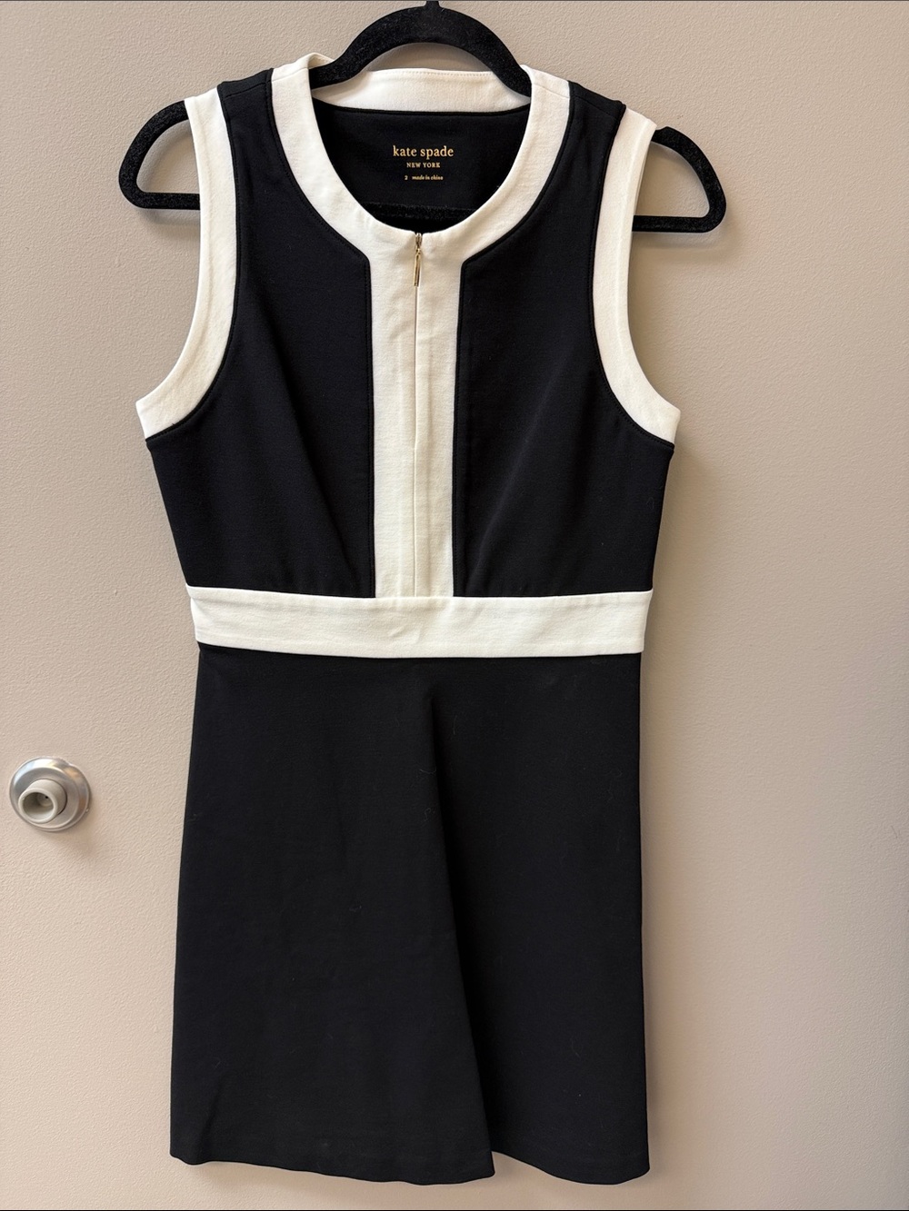 kate spade Black with White Contrast Sleeveless Dress - Size 2
